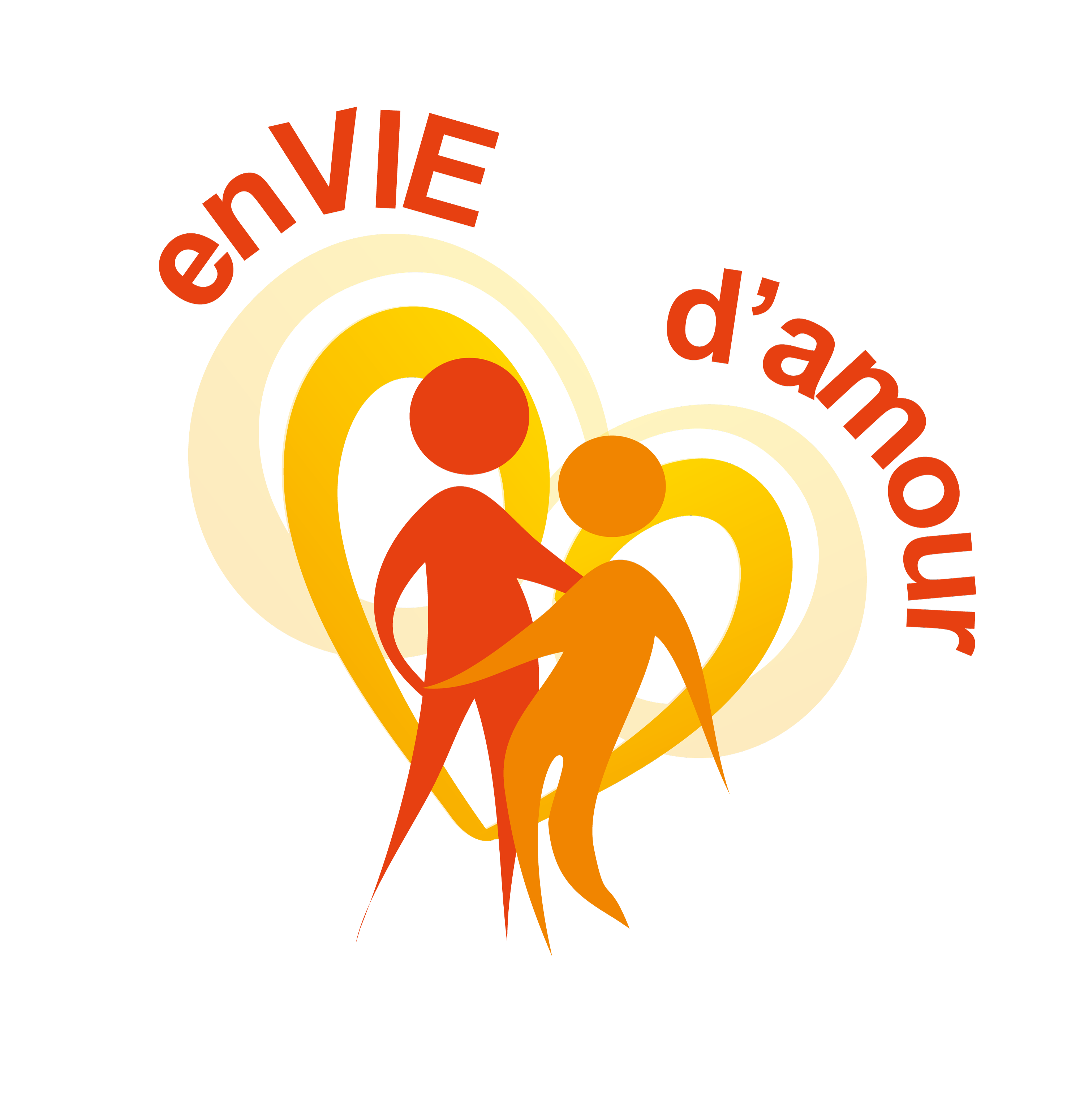 Logo du salon enVie d'amour représentant 2 silhouette qui s'enlance avec un coeur en arrière plant
