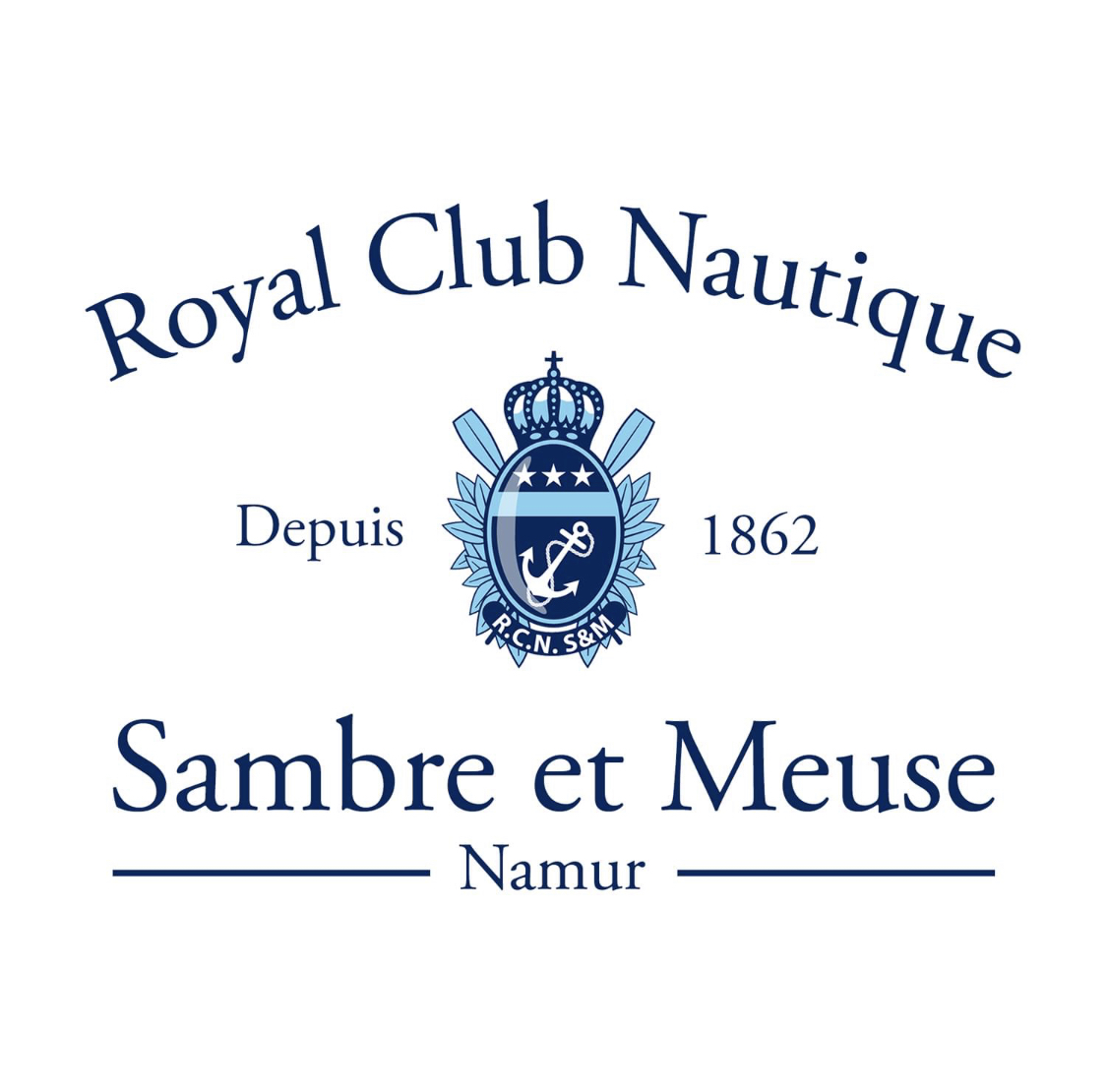 Logo représentant le texte royale club nautique sambre et meuse en bleux