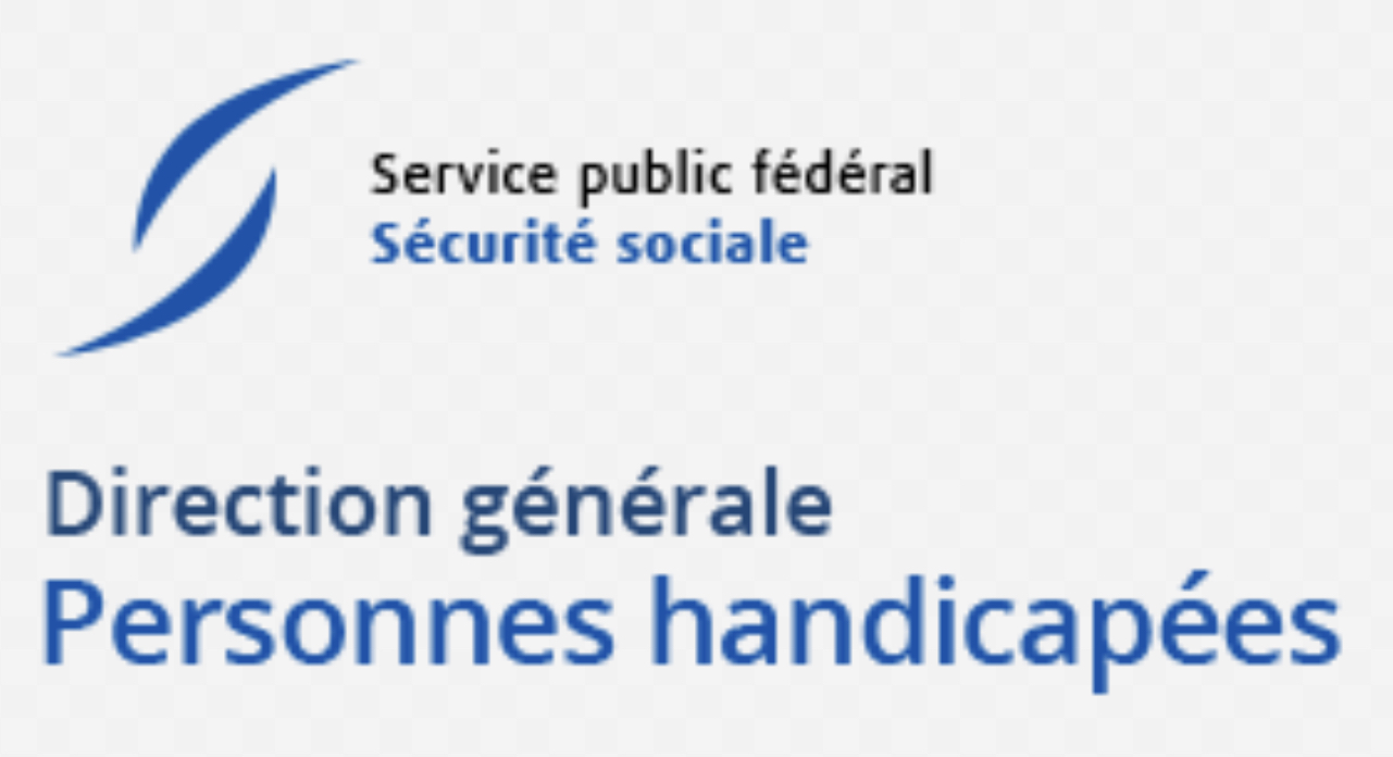 Logo représentant les texte service public fédéral personne handicapé sur font blanc