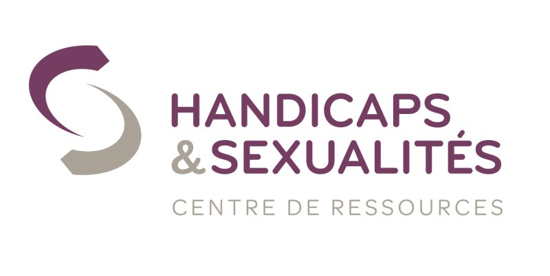 Logo composé de deux demi rond gris et mauve sur la gauche et le texte Centre de ressources Handicaps et Sexualités sur la droite