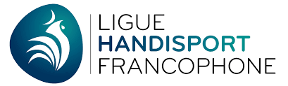 Logo représentant à gauche, un coq blanc sur font bleu et à droite le texte ligue handisport francophone