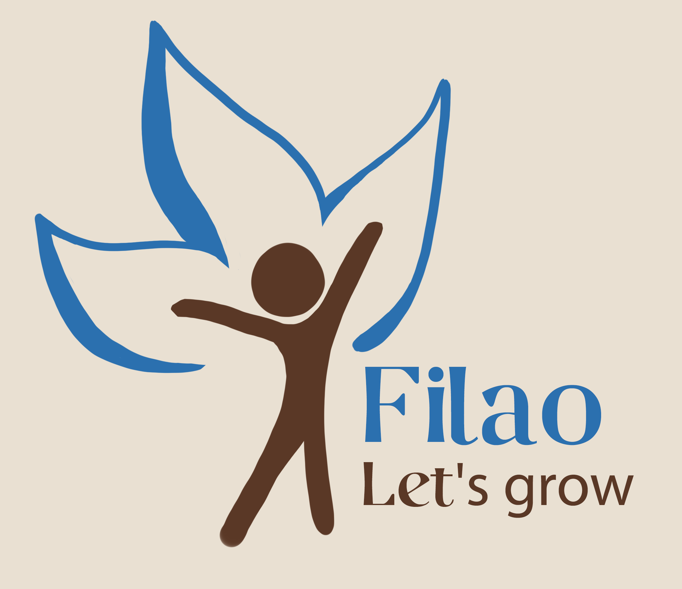Logo de Filao, représentant  un personnage à gauche et le texte filao let's grow à droite.
